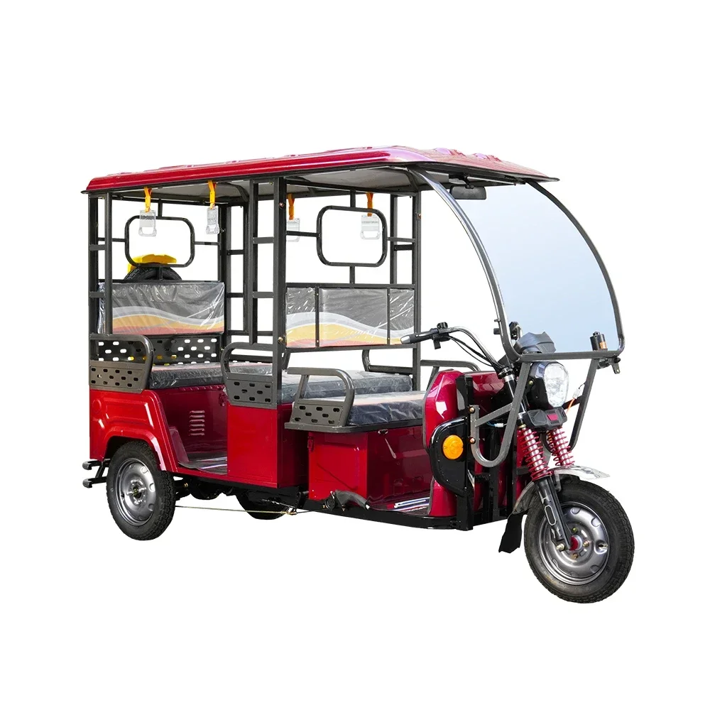 900W Electric Tricycle 100AH 5 Passenger Tricycle Semi-Closed E Rickshaw