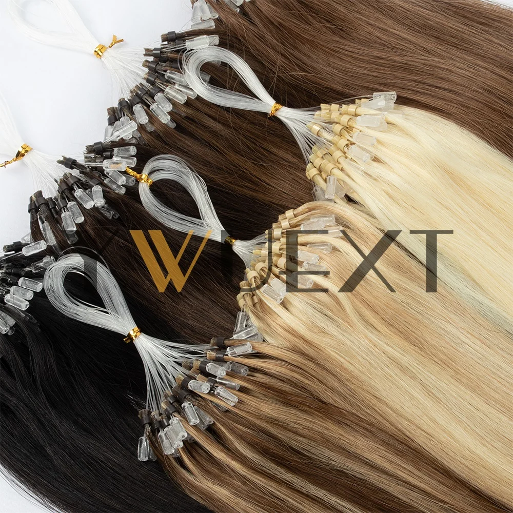 Brown Micro Loop Ring Human Hair Extensions 12