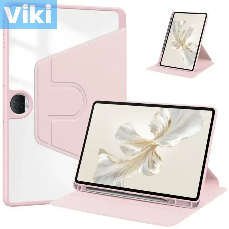 

Acrylic Rotation Case for Oneplus Pad GO 11.4 Inch PU Leather Stand Cover for OPPO PAD NEO Air 2 11.4" 2024 With Pencil Holder