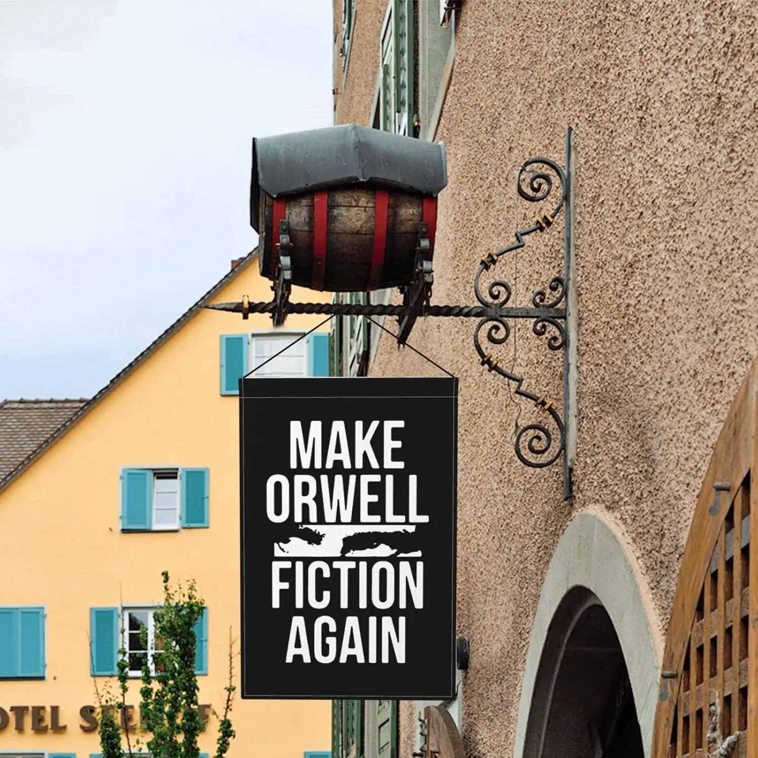 Make Orwell Fiction Again Garden Flag 12x18in Indoor Outdoor Flags Decor Banner