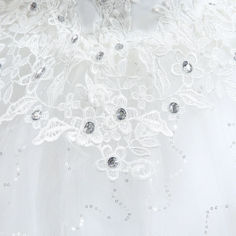 XXN-003 # スパークリングスパンコールウェディングドレス Vネック アイボリーホワイト ボールガウン パーティー プロム 花嫁 結婚式 無料カスタマイズ プラスサイズ