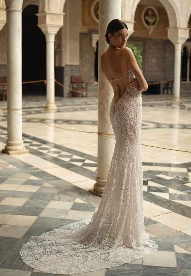 Свадебное платье русалки Кружевное платье Noiva Minimalista Vestidos De Desmontable Dos Piezas Manga Larga Tallas Curvy Elegantes Bodas