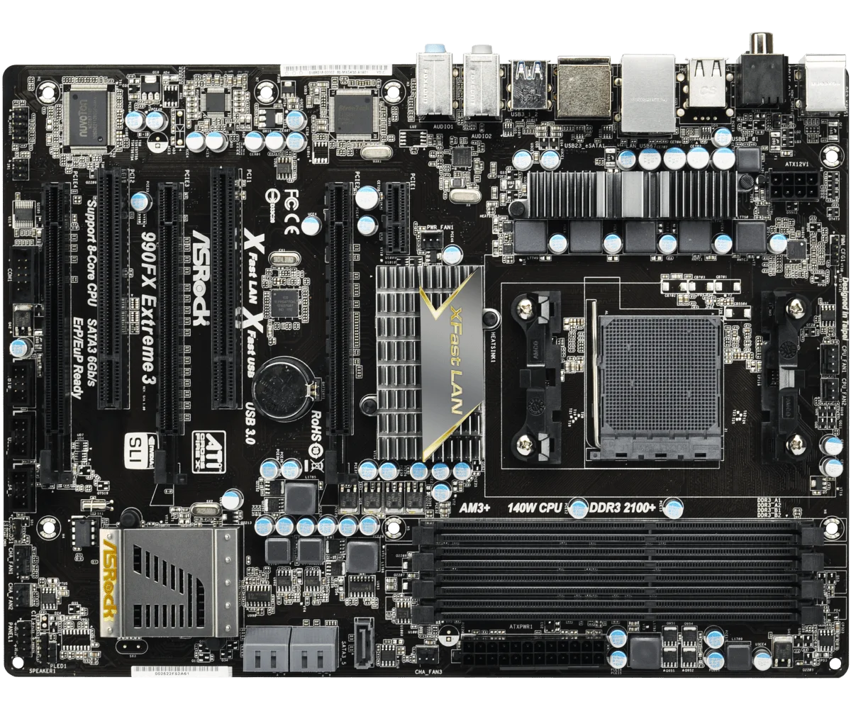 Imagem -02 - Asrock 990fx Extreme3 Placa-mãe Soquete Am3 Mais Amd 990fx Ddr3 64gb Suporte Não-ecc fx 8300 8350 4300 Phenom ii x6 55t 720 Cpu Atx