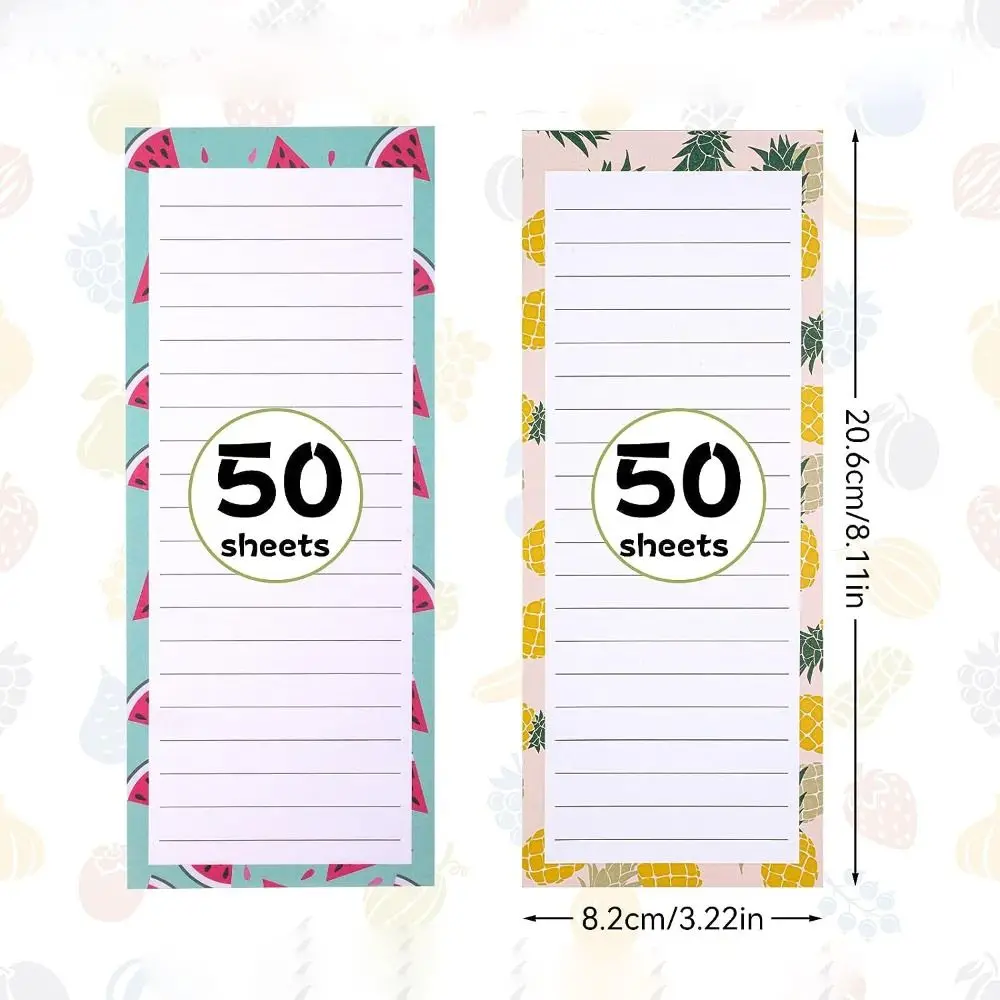 Fruit Pattern Magnetic Shopping List Pad Planner Note Pad for Fridge To Do Appointment Reminders Clear Printing Smooth Writing