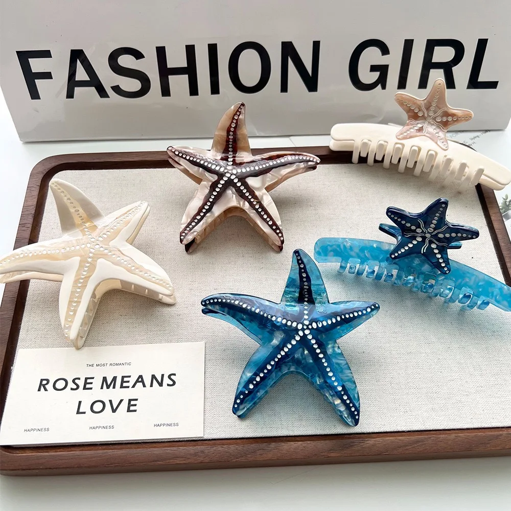 

Заколки для волос «Морская звезда». Уникальный и повседневный летний семейный стиль. Ацетат, ручная работа. Высокое качество. Мода - модная.