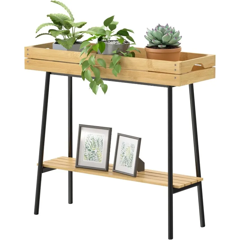 

Bamboo Plant Stand Indoor,2 Tier Wood Plant Table, Tall Plant Stand for Indoor ,Window Sill Shelf, Flower Pot Holder