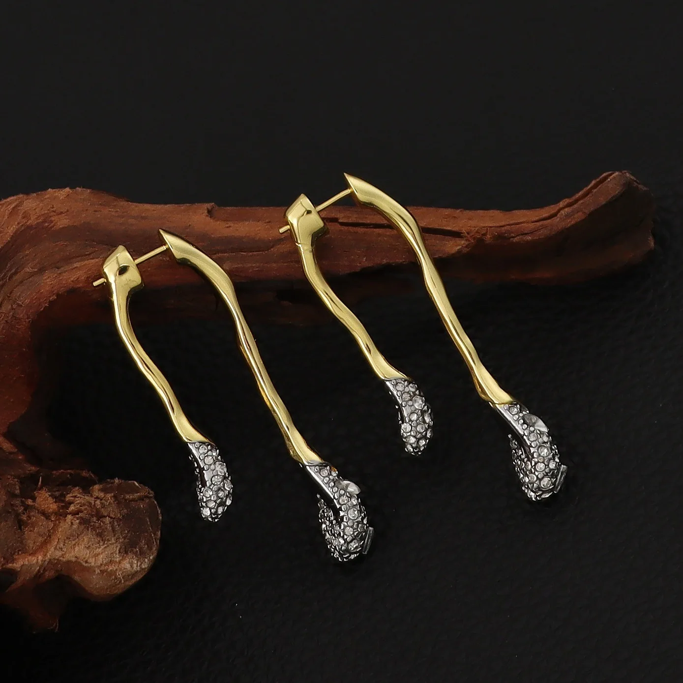 

VKVVA Creative Sparkling Rhinestone Color-block Water Drop Irregular Line Long Detachable Earrings Unique Jewelry for Women