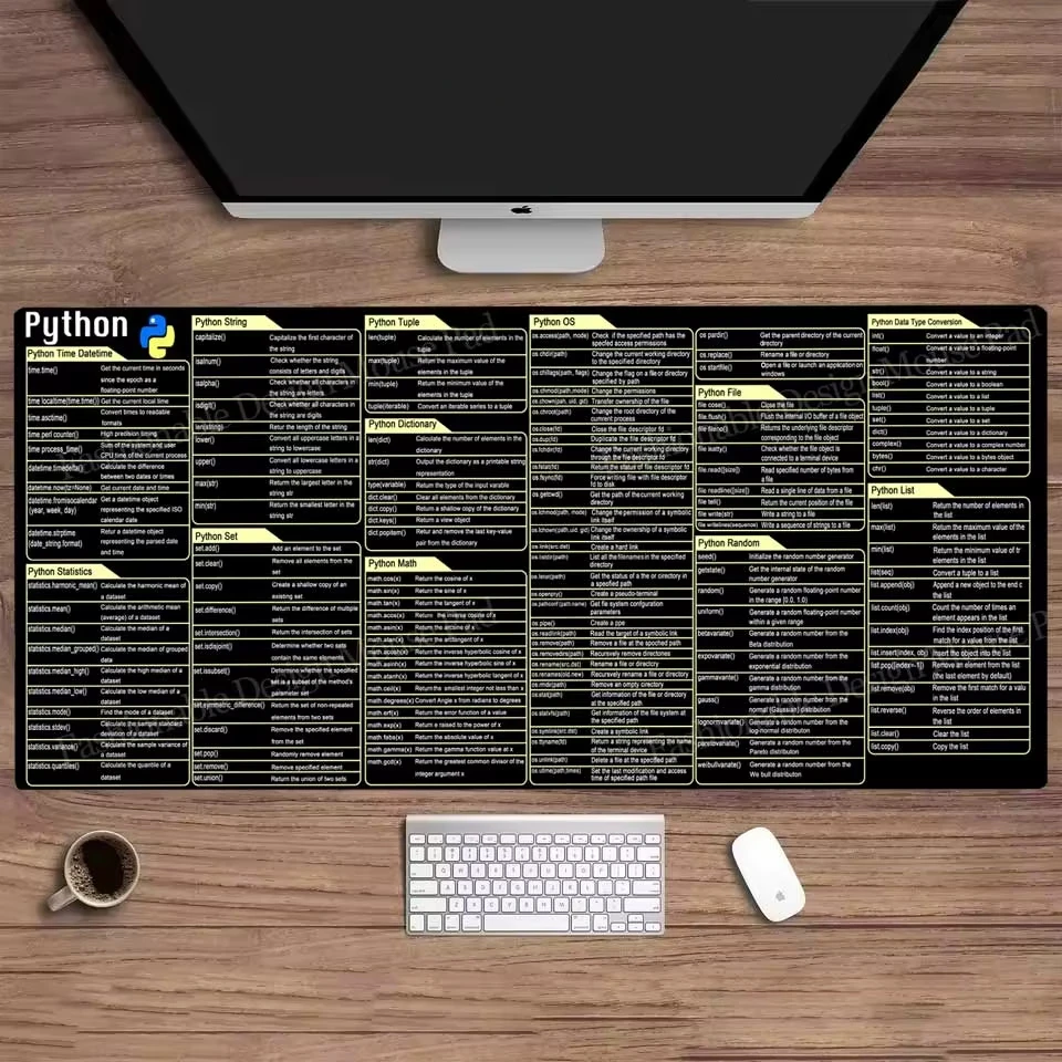 For Pycharm Shortcuts Cheat Sheet Large Keyboard Mousepad For Python Programing Mouse Pad Software Web AI Engineer Desk Mat