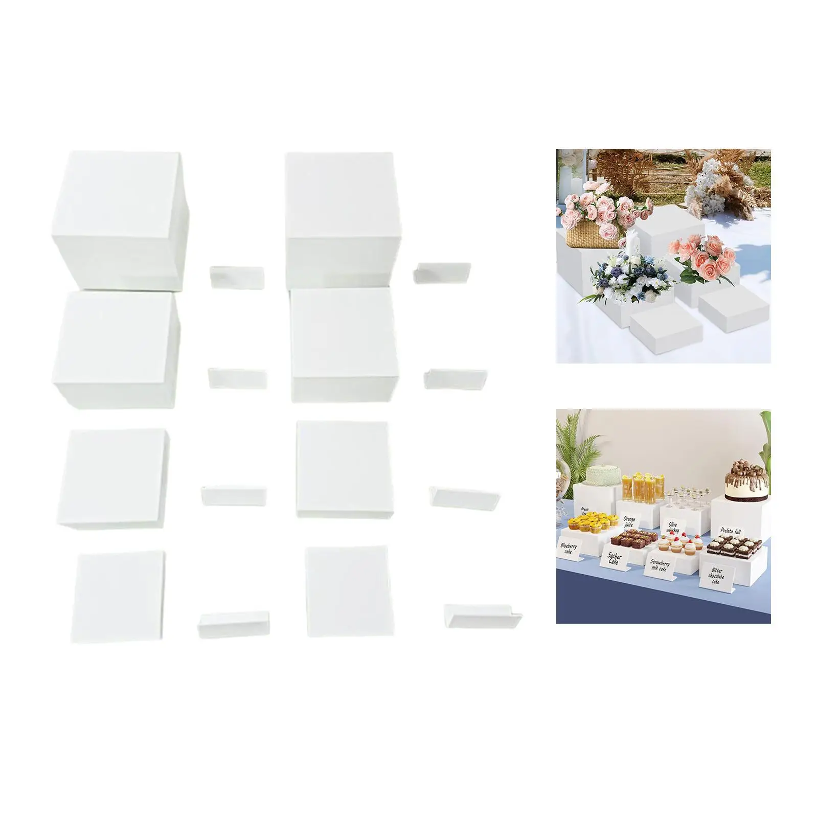 

8x Acrylic Display Riser Box Food Riser Nesting Riser Buffet Riser for Jewelry, Collectibles, Food