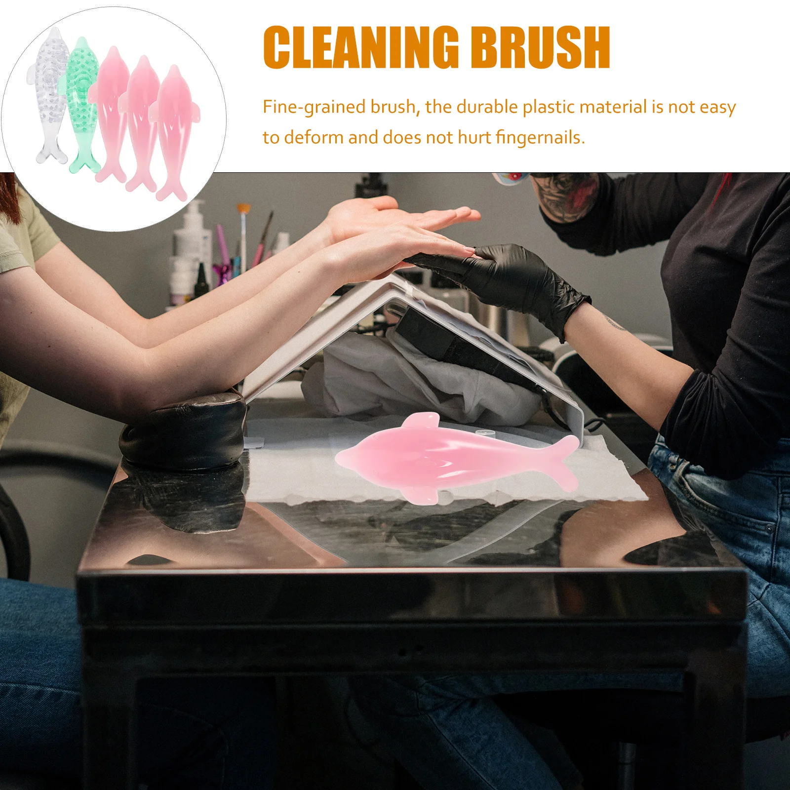 

5Pcs Simple Convenient Fingernail Scrubber Brushes Assorted Colors Practical Nail Art Cleaning Tool Nail Brush