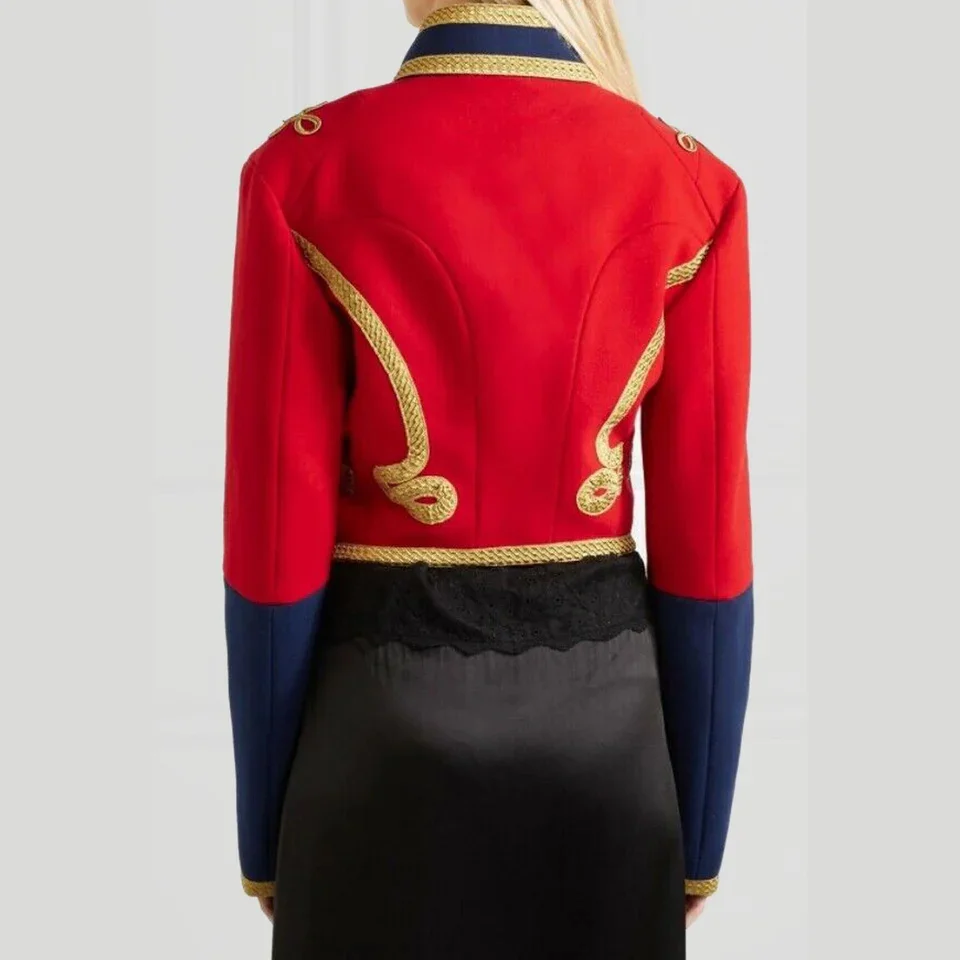 

Custom Made Ladies Red Blue Wool Military Jacket Officer Hussar Jacket Women Paradise Halloween Top Coat