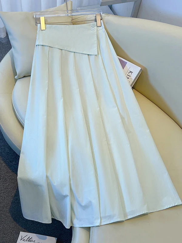 

Korean Minimalist Asymmetrical Half Skirt Women's Summer 2026 New Sweet Elegant Versatile A-Line Long Skirt Casual High Waist