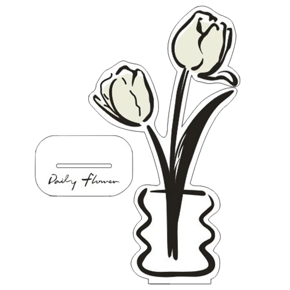 

Decorative Acrylic Tulip Flower Memo Holder Clip Photo Picture Stand Desktop Display for Office Home Festival Wedding Party