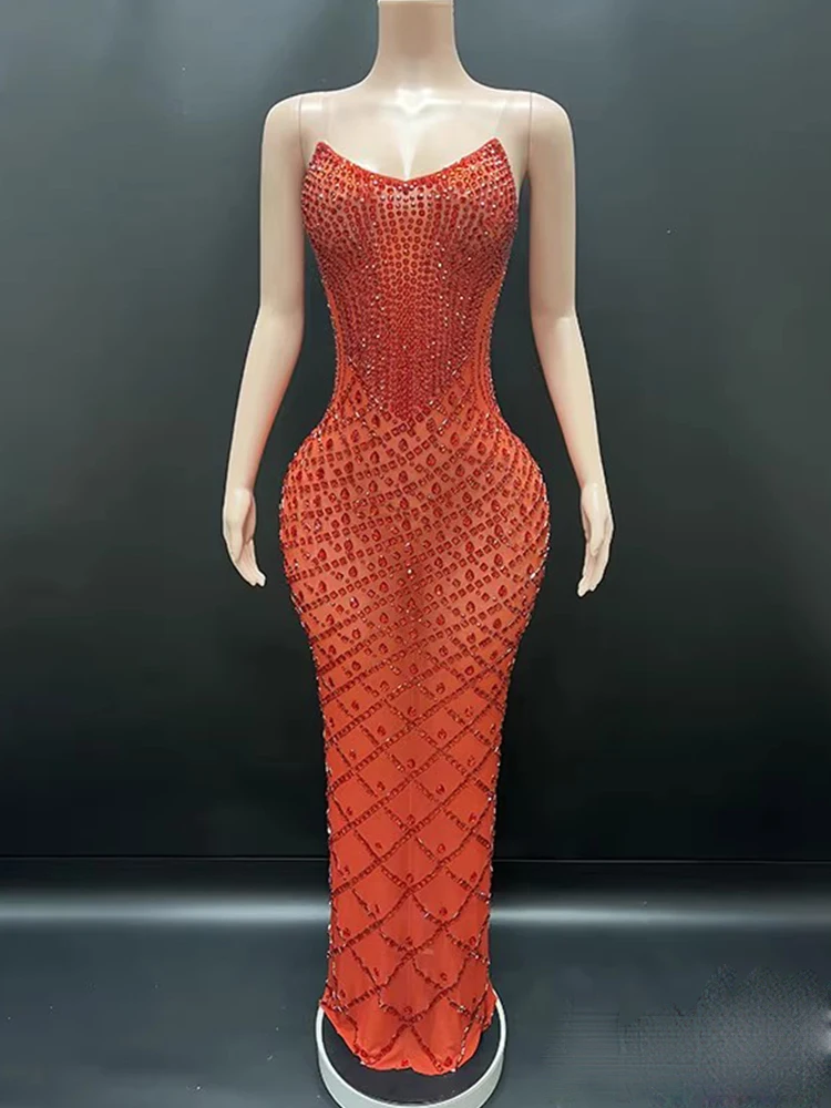 

High Quality Hot Stamping Sexy Chest Hugging See Through Mesh Elastic Dress 2025 New Fashion Custom Women'S Clothing