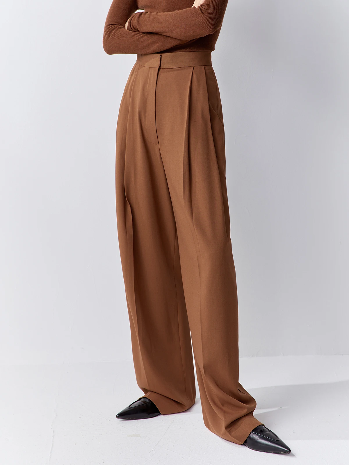 

Завушенные шерстяные широкие брюки с высокой талией, женские брюки длиной до пола, Dra Sensation, высокое качество, осень-зима, Новое поступление