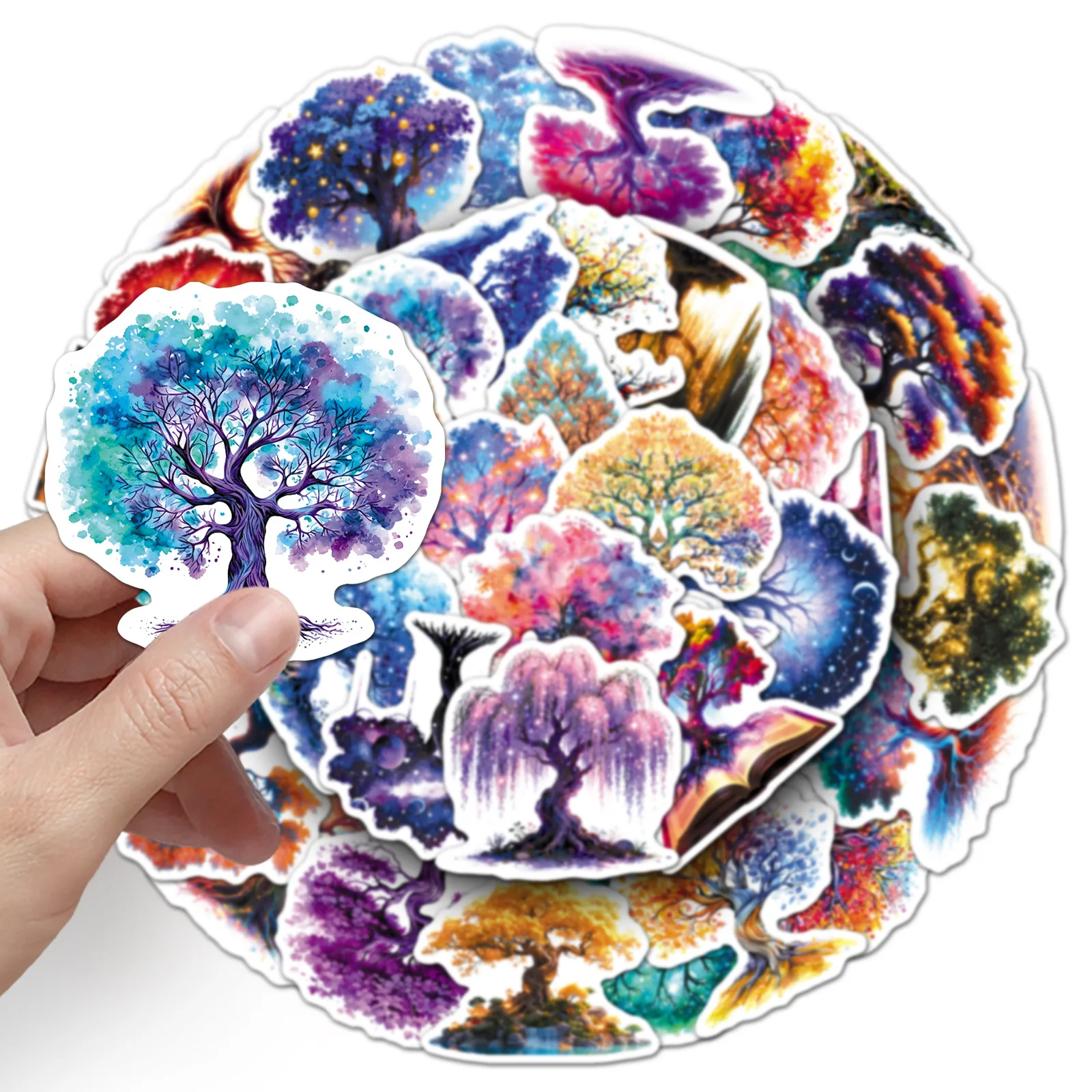 

10/50PCS Glowing Tree of Life Graffiti Stickers Fantasy Tree Plant Sticker for Computer Notebook Stationery DIY Toys Secret