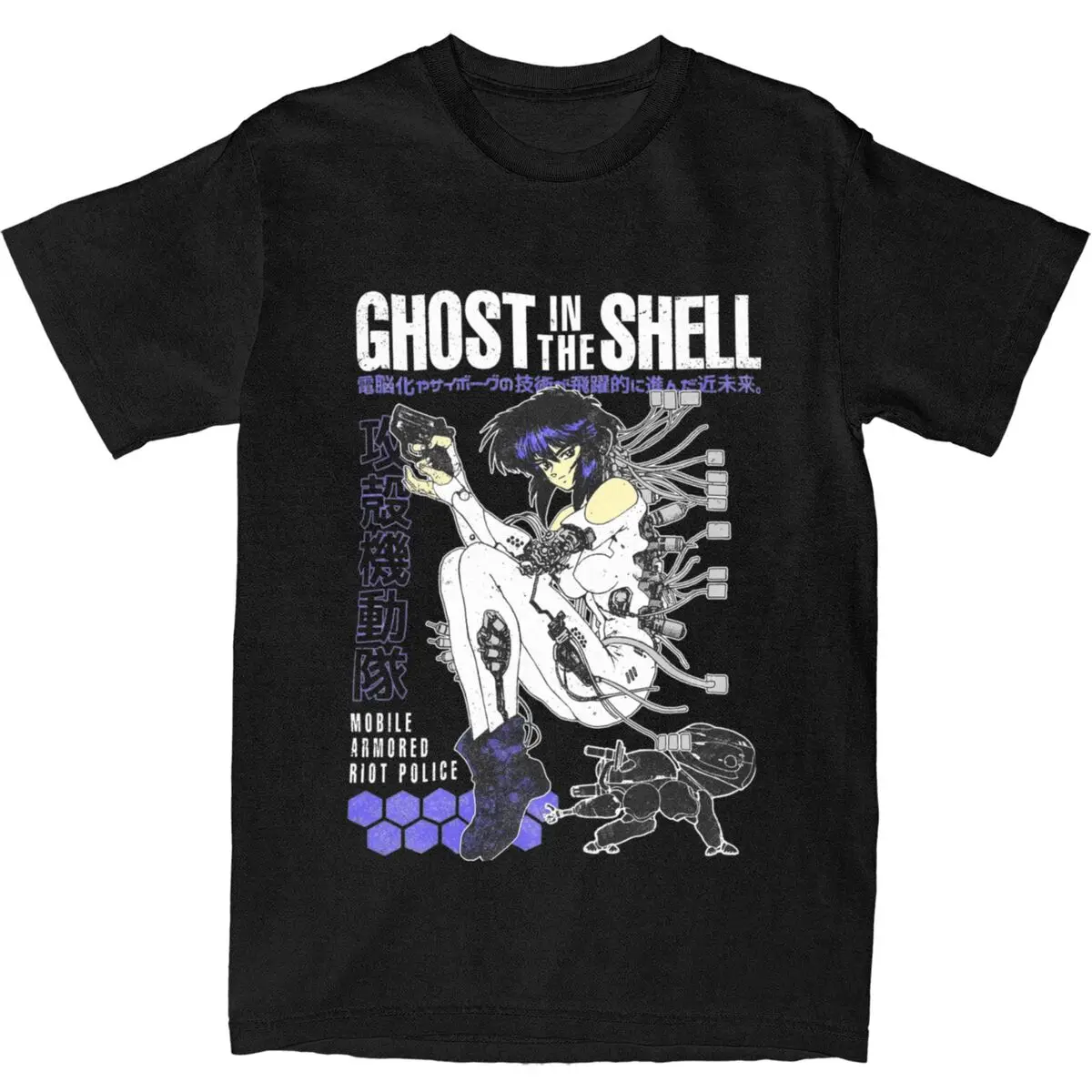 Ghost In The Shell Anime Motoko Kusanagi T Shirts Men Women 100% Cotton Casual T-Shirt O Neck Tees Short Sleeve Tops Gift Idea