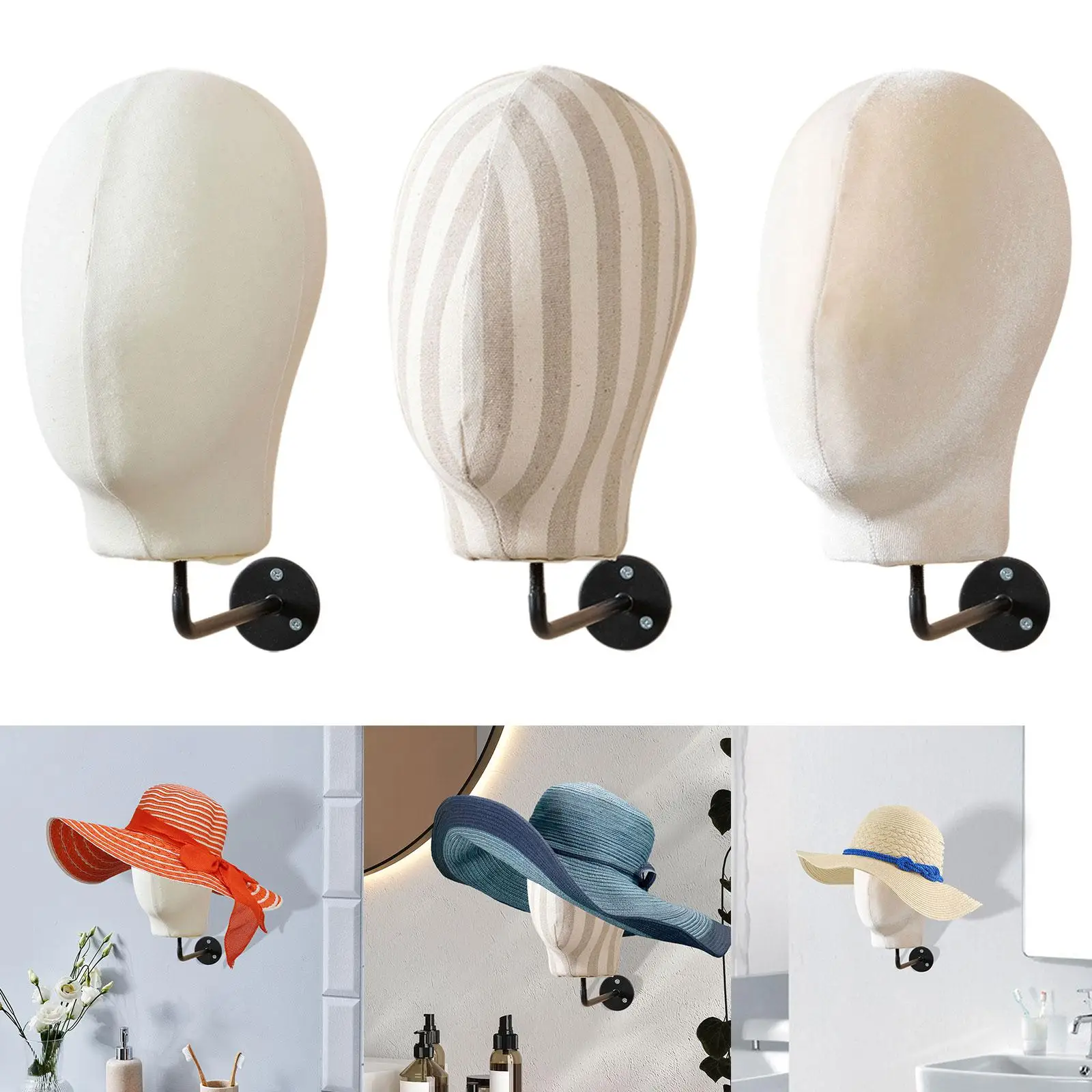 

Wall Mount Mannequin Head Hanging Wig Stand Hat Display Stand Wig Storage Hanger for Hats