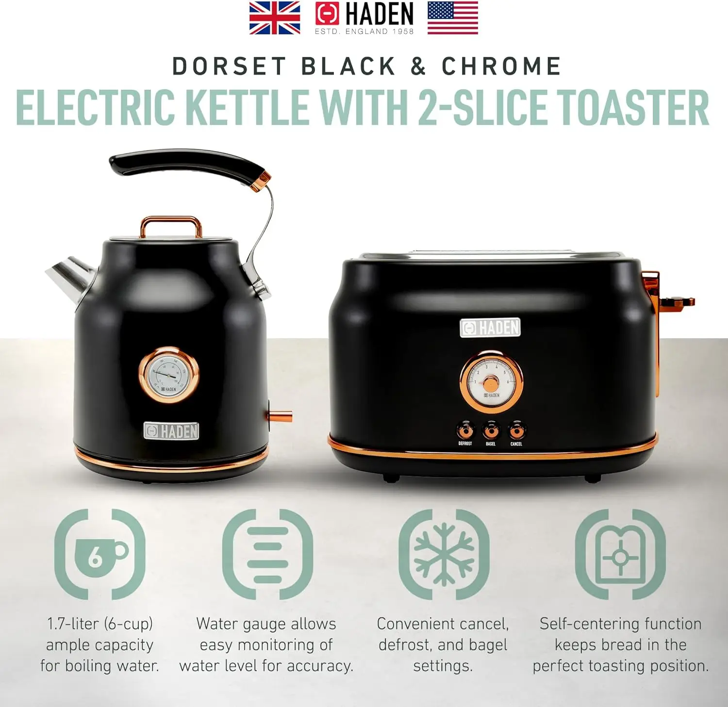 غلاية كهربائية من الفولاذ المقاوم للصدأ سعة 1.7 لتر مع قاعدة 360 درجة مع شريحتين وفتحة واسعة من الفولاذ المقاوم للصدأ، Bl