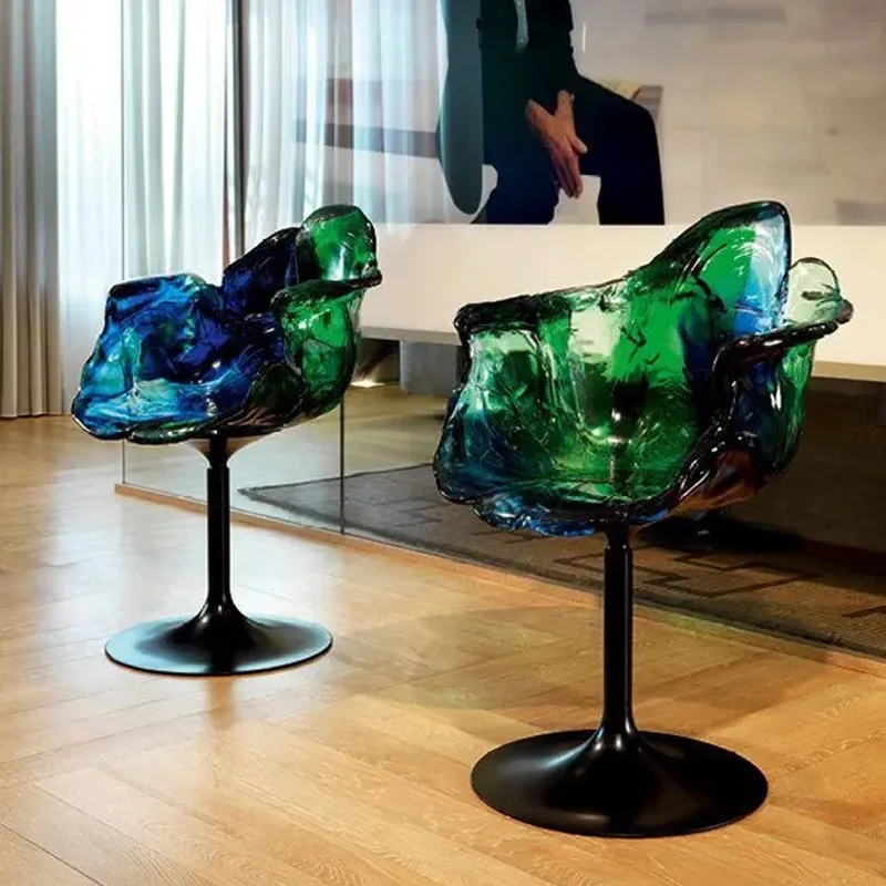 Light luxury petal chair transparent lift rotating bar creative Internet celebrity senior simple single