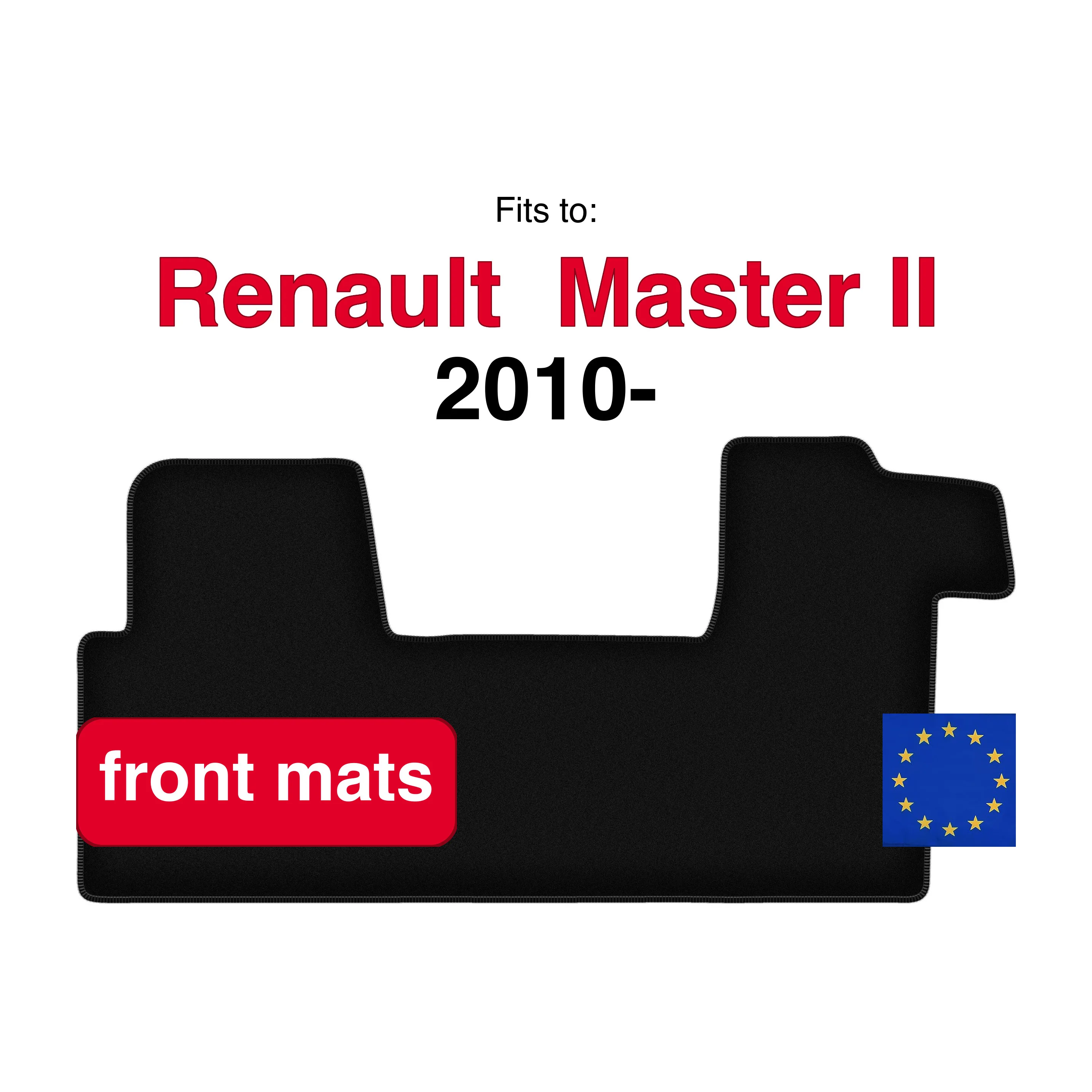 Auto velours vloermatten voor Renault Master II 3-zits (2010-) - Zwart BASIC (2 stuks) set auto vloermatten voor de voorkant van de auto