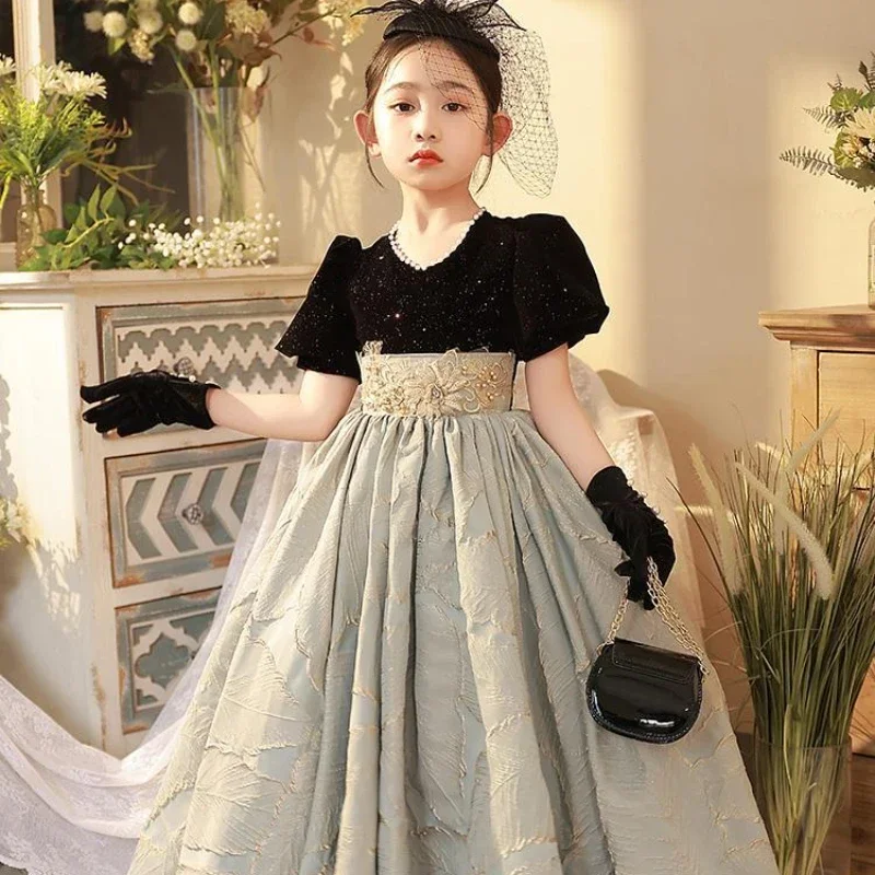 Elegant Evening Prom Princess Dress for Girls Clothes Kids Teenager Children Wedding Party Pageant Graduation Outfits Vestidos