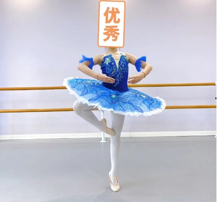 Fato de balé infantil e adulto, panqueca tutu do Lago dos Cisnes, vestido profissional para menina, apresentação de bailarina