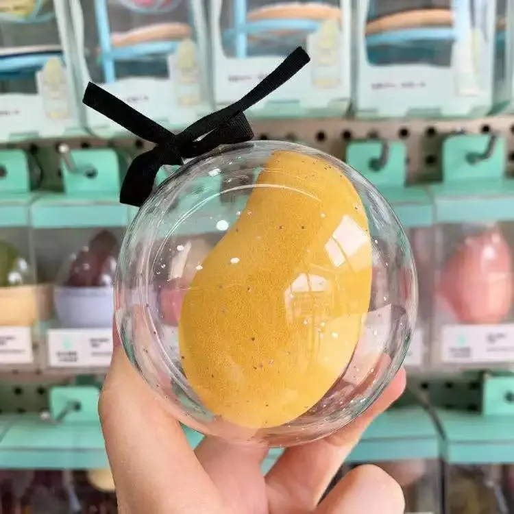 Batidora con logotipo personalizado, Mango con forma de Color, fruta Graient, Mango pequeño, aguacate, traje de maquillaje, esponja cegadora, cosmética, esponja lavable