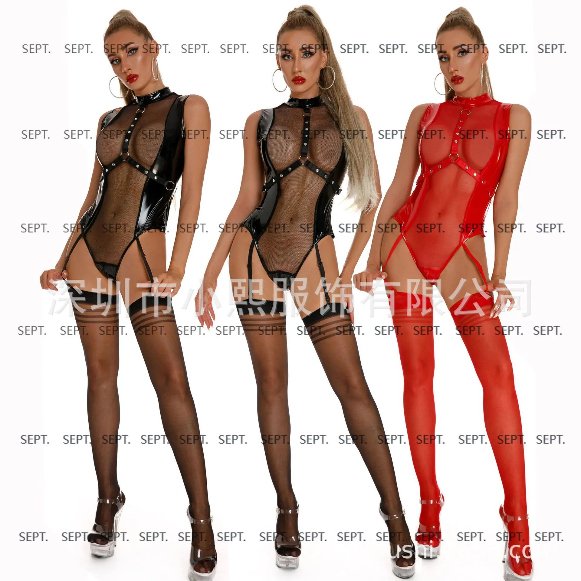 

Новинка 2024 года K Fun [оригинал] цельное женское нижнее белье из высокоэластичной лакированной кожи 6858