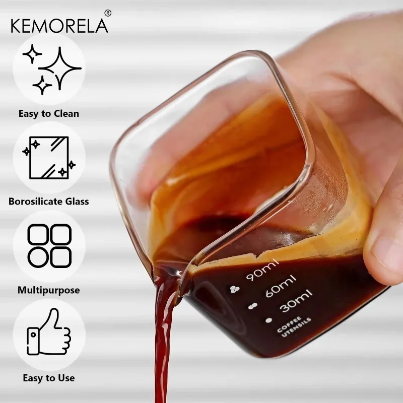 Single Spouts Square Measuring Pitcher Milk Cup 90/120ML Espresso Home Shot Glasses Parts Clear High Borosilicate Glass Mug - Detail 1