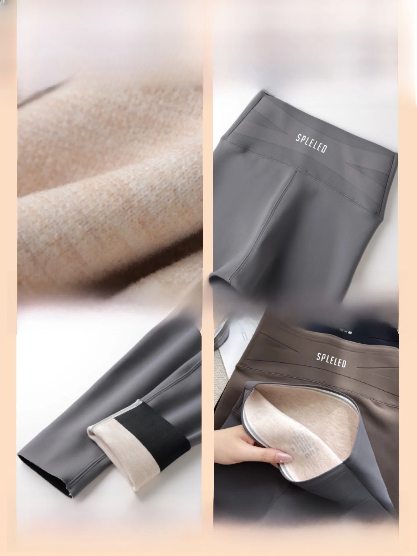 Pantaloni da yoga Sl a vita alta foderati in seta Camere Fce Pantaloni da donna in pelle arca Autunno Inverno Nuovo Sle Base aderente...