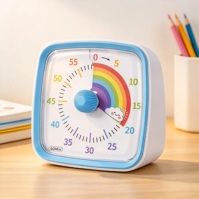 Visual 60 Minutes Countdown Timer Silent Time Reminder Clock Suitable For Children Adults School Classroom Kitchen Household Use