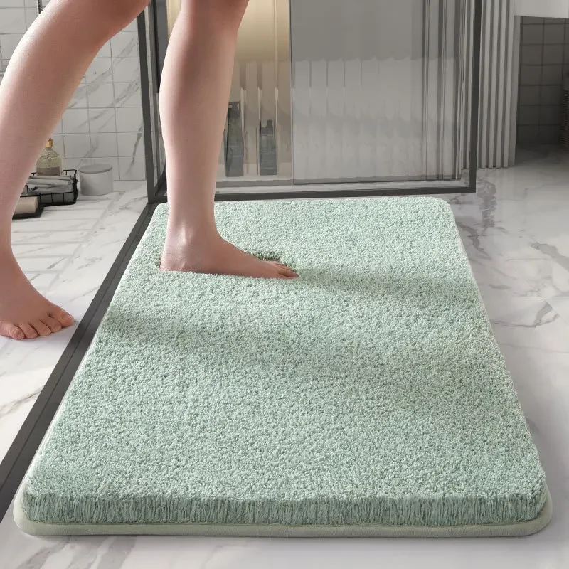 Long Cotton Plush Bath Mats, Thick Plush Bathroom Rug Carpet, Super Absorbent Quick Drying Foot Mat, Super Soft Anti Slip