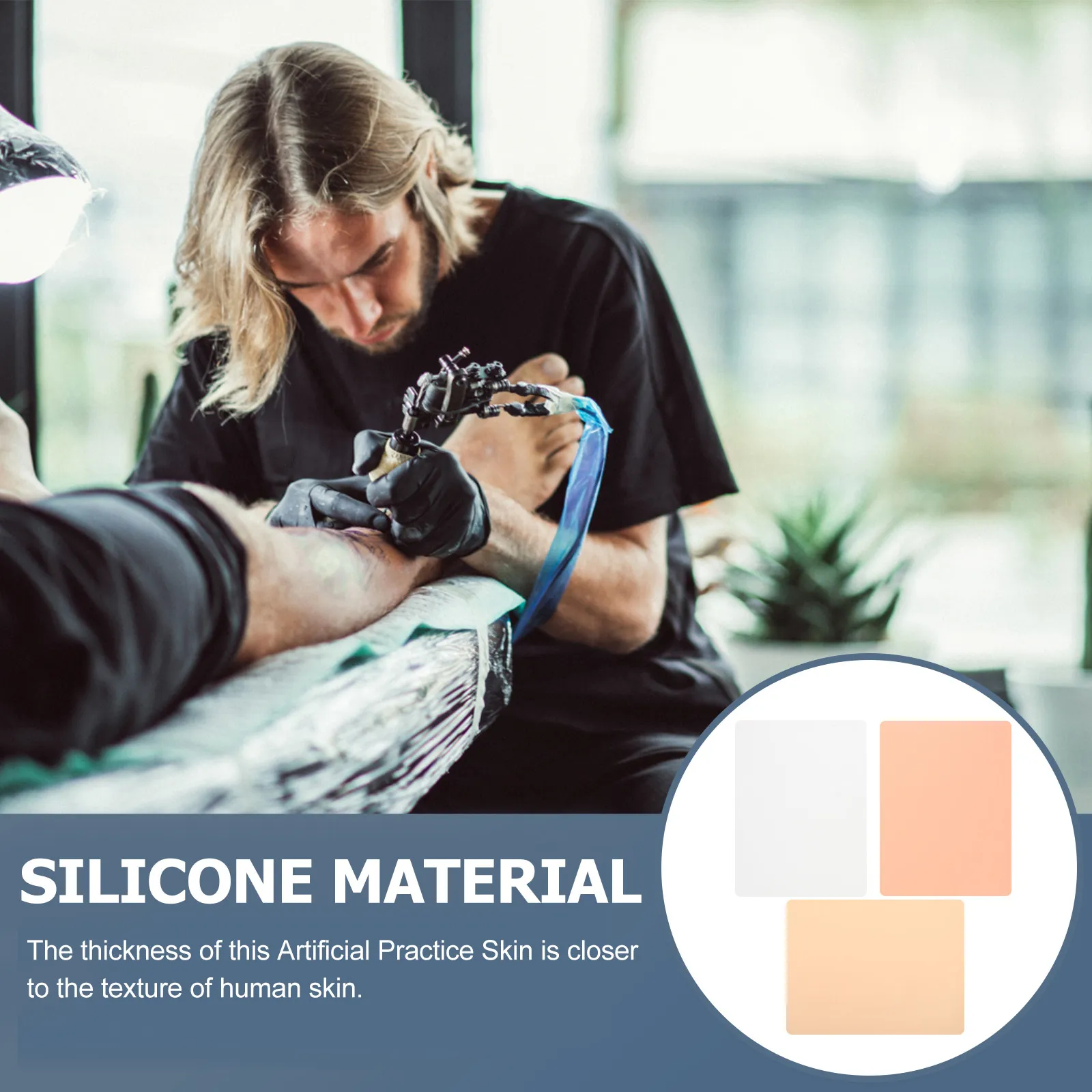3Pcs Silicone Practice Skin for Tattooing and Makeup Art Beginners Thick Realistic Texture Reusable Fake Skin for Shading