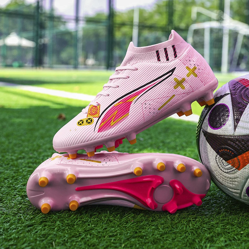 

A259 Mens Soccer Shoes Non-Slip Turf Soccer Cleats Long Spikes Youth TF/FG Training Football Boots Boys Chuteira Campo 35-45