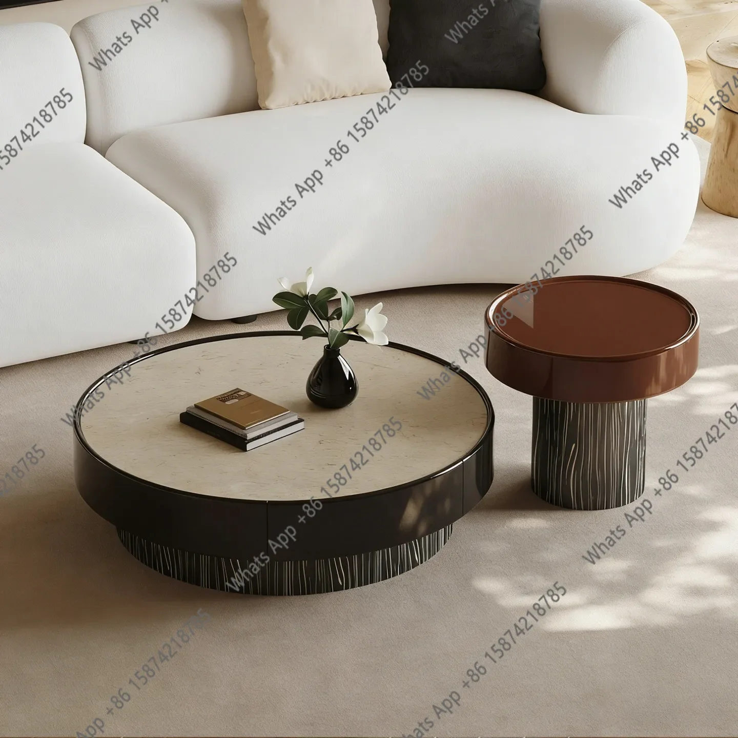 

Итальянский минималистичный журнальный столик из натурального мрамора для гостиной, круглый, новый, дизайнерский, High Light X