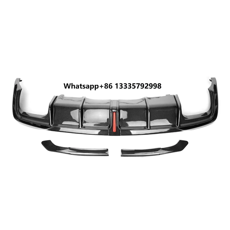 

High Quality 3 PCS Karbel Style Carbon Fiber Rear Bumper Diffuser Lip with LED Light for AudiA4 B9.5 2021+ Sline Diffuser Lip