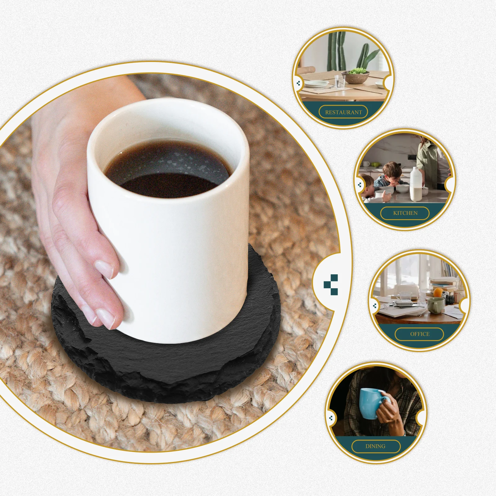 

4pcs Non- Coasters Vintage Style Heat Resistant Wear-Resistant Tabletop Drink Coasters Decorative Retro Cup Pads