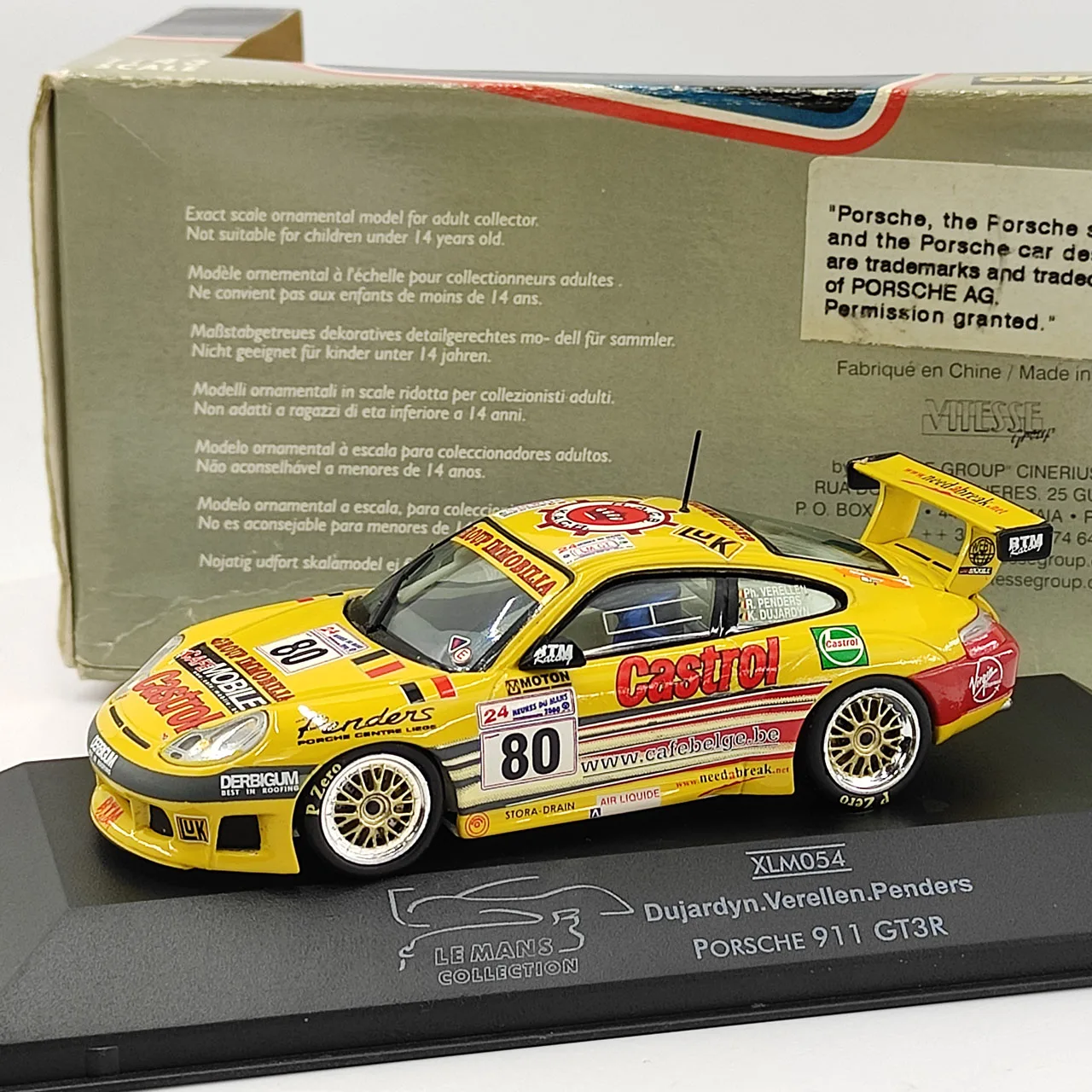 عيب سطح الطلاء دييكاست 1:43 مقياس أونيكس بورش 911 GT3 R نموذج سيارة من سبيكة صفراء لعبة قابلة للجمع هدية تذكارية عرض #2