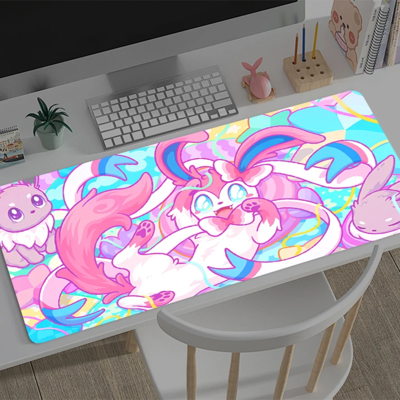 

Gaming Mouse Pad P-Pokemons E-Eevees Office Carpet Mouse Mats Gamer Desk Accessories Computer Table Pads PC HD Anime Mousepad