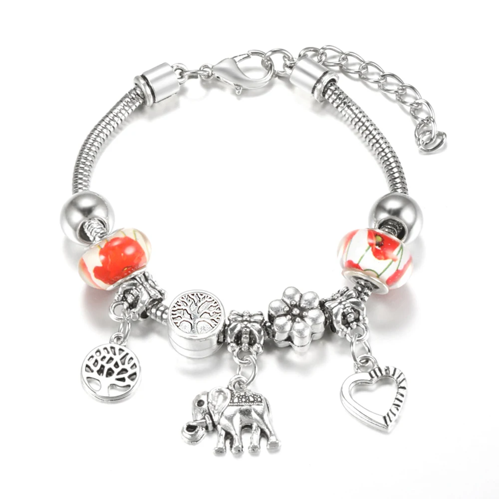 Nieuwe hartvormige hanger paar armband kralen strass charme vrouw sieraden slangenketting kreeft gesp verstelbare armband