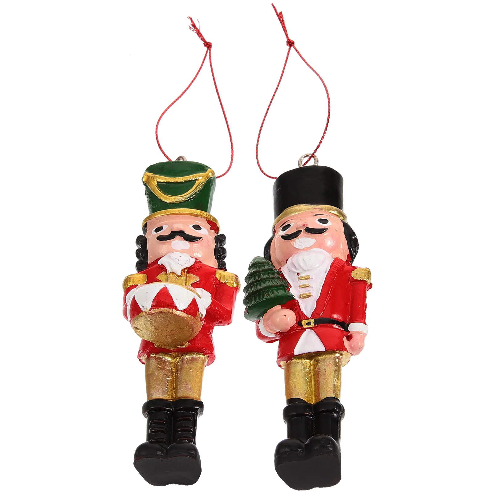 

2Pcs Small Resin Nutcracker Pendant Hanging Xmas Nutcracker Decoration Christmas Holiday Ornament Home Car Decor