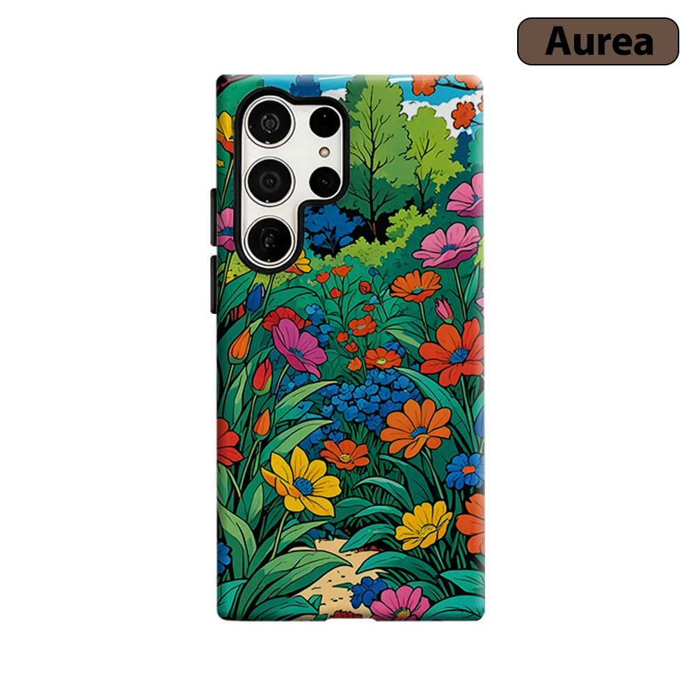 Cartoon Wildflower Meadow Phone Case for Samsung Galaxy S26 S25 Ultra S24 S23 Ultra Plus Shockproof Double layer Back Cover