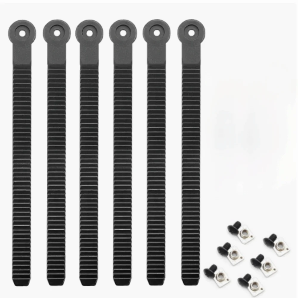 6PCS Adjustable Length Roller Skate Replacement Straps Durable Secure Buckle Closure Inline Skate Fastening Belt Black Nylon
