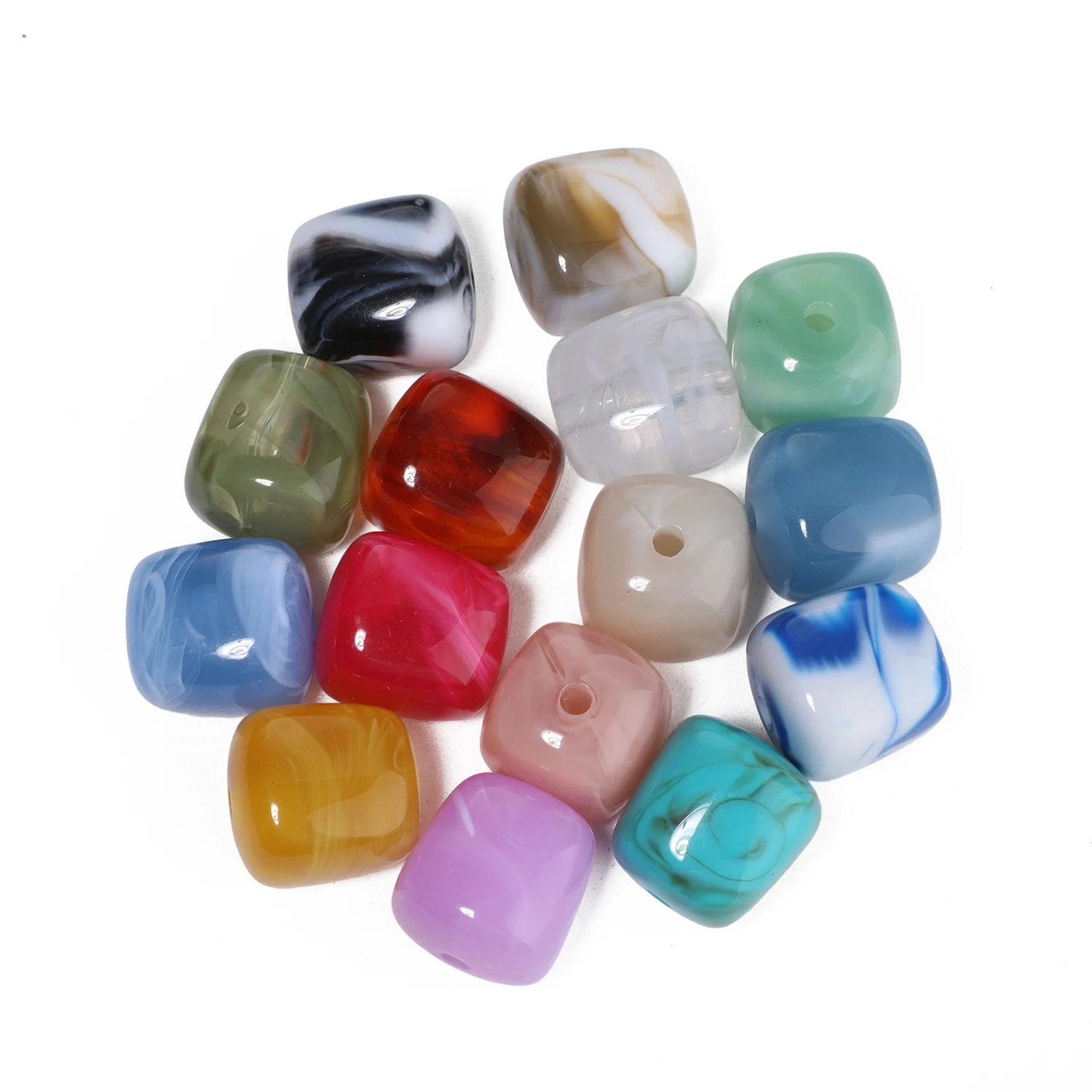 10 Stück quadratische, perforierte Acrylperlen, 16 x 15 mm, zweifarbig, lose Perlen zum Basteln von Schmuck, zum Beispiel für Halsketten und Armbänder. – Detail 16