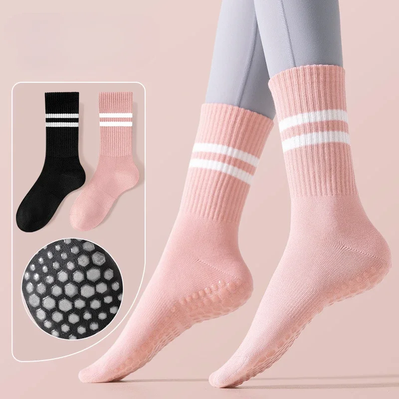 Sports Socks Professional Yoga Non-slip Socks for Women Cotton Mid-tube Silicone Indoor Floor Fitness Gym Dance Pilates Sock