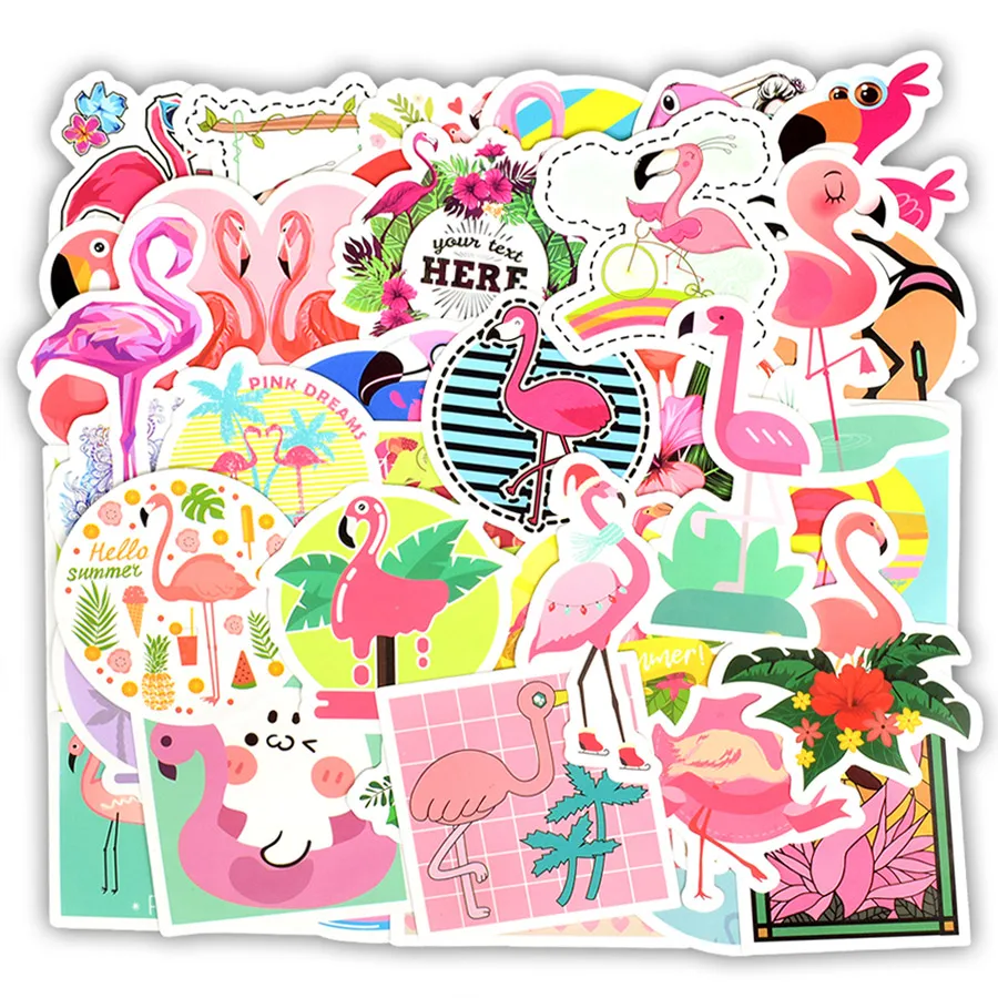 50 PCS Flamingo Animal Sticker for Kids Gift Cute Kawaii Stickers Pack Waterproof Decal Sticker for Laptop Scrapbooking Suitcase