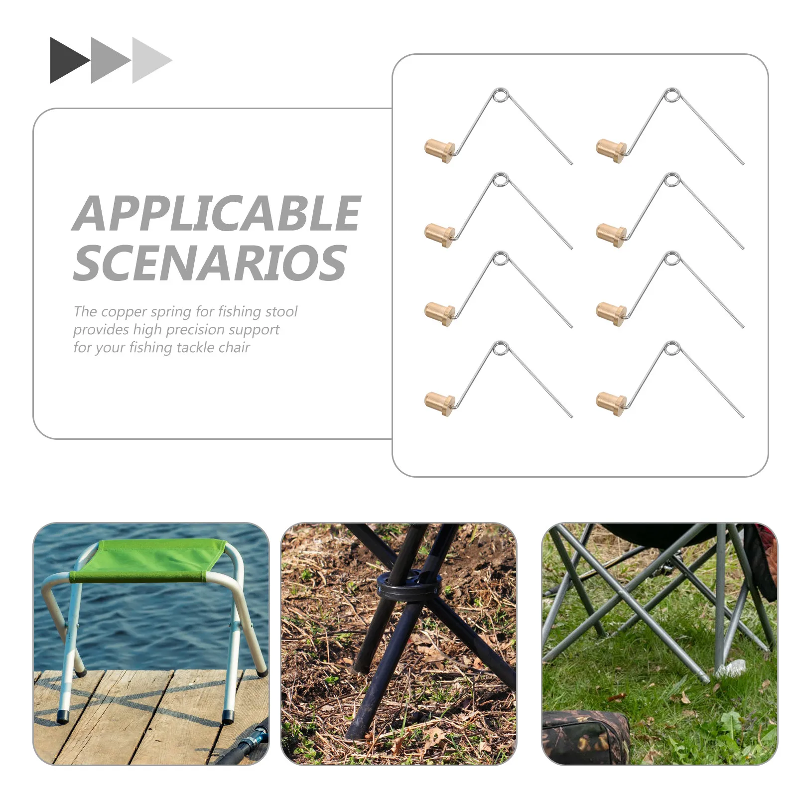 8Pcs Fishing Chair Accessories Copper Push Button Spring Clips V-Shape Locking Clips for Stool Leg Support Stable Outdoor Repair