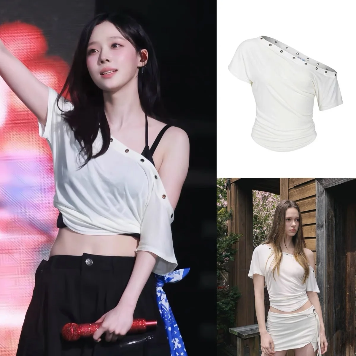 تي شيرت بأكمام قصيرة وفتحة كتف غير متماثلة، تي شيرت مثير بفتحة جانبية للرقبة، ماص للرطوبة بلون واحد بأسلوب عملي #5