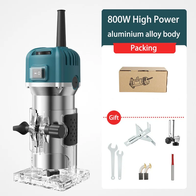 800W High Power 6 Speeds Wood Edge Trimmer Multifunctional Wood Router Carving & Trimming Machine Milling Cutter